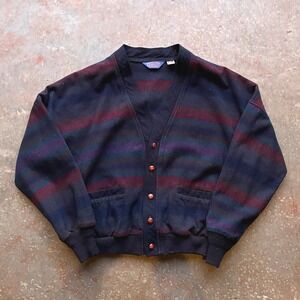 VTG Pendleton Striped Button Front Cardigan Sweater Women's Classic 100% Wool